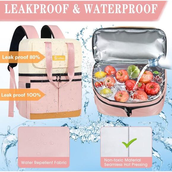 Scothen Backpack Cooler with Double Decker & 12 Ice Packs- Keeps 36 Cans Cold... - Picture 3 of 7